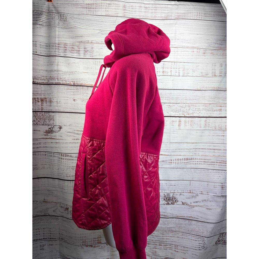Nike Sportswear NSW Quilted Mixed Media Hoodie Berry Pink Embroidered Logo Small - Picture 6 of 11